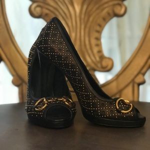 Gucci Studded Peep Toe Heels